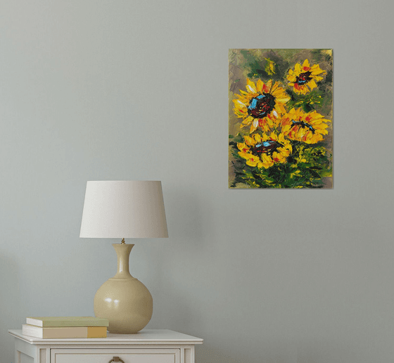 Texture Sunflower impasto art