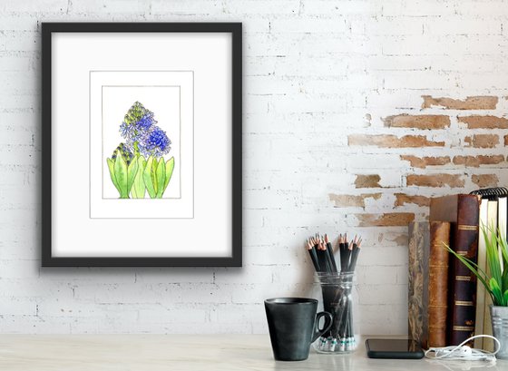 Hyacinth flowers mixed media illustration