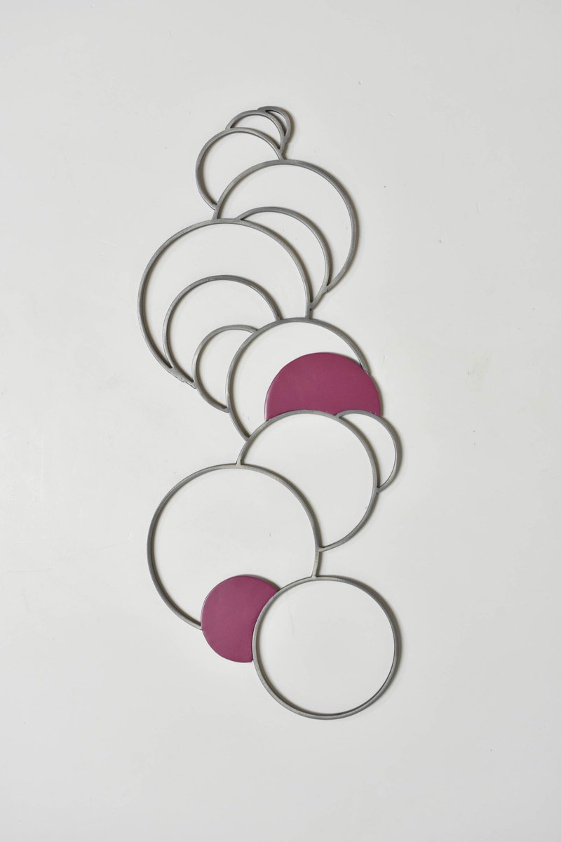 Geometric Abstract Sculpture By Yannick Bouillault, 7 X 17", Spheres #12, Original Artwork