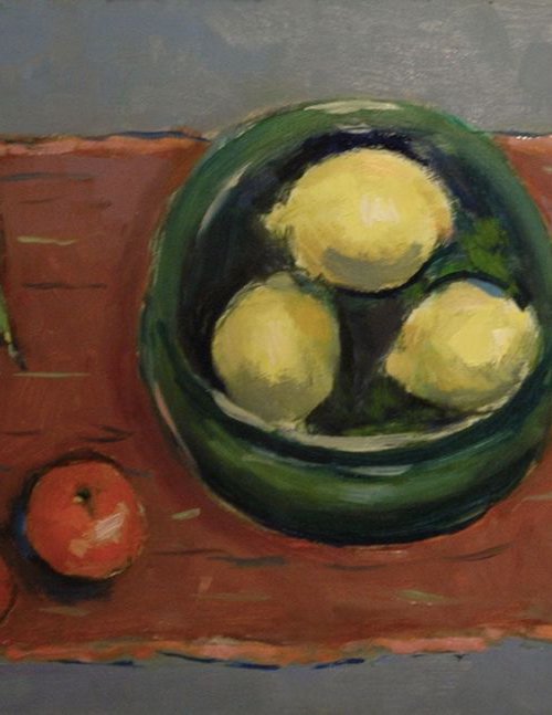 Still Life with Green Bowl and Red Cloth by Andre Pallat