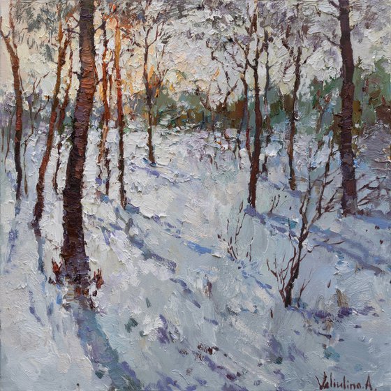 Winter  forest - Original oil painting