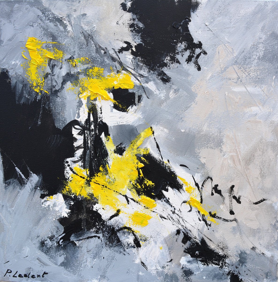 Abstract Oil Painting By Pol Henry Ledent, 16 X 16", Lumen, Original Artwork