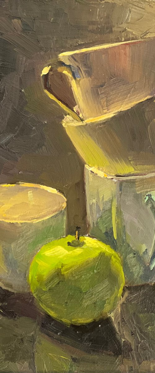 An Apple a Day Series - 25 - Vibrant oil painting kitchen decor by Nithya Swaminathan