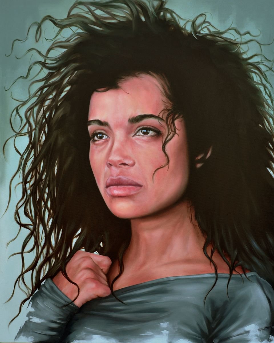Urban And Pop Portrait Oil Painting By Mullo Art, 31 X 39", To Be Your Weekend, Original Artwork