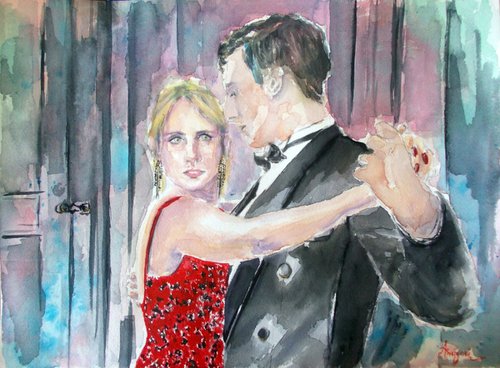Tango - Watercolor Painting by Antigoni Tziora