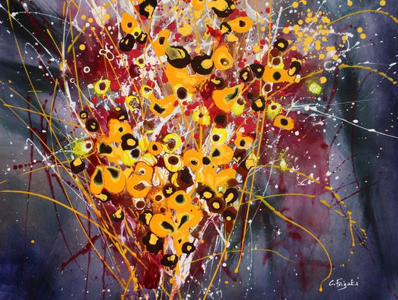 Folie Des Fleurs #3 - Extra large original abstract floral landscape