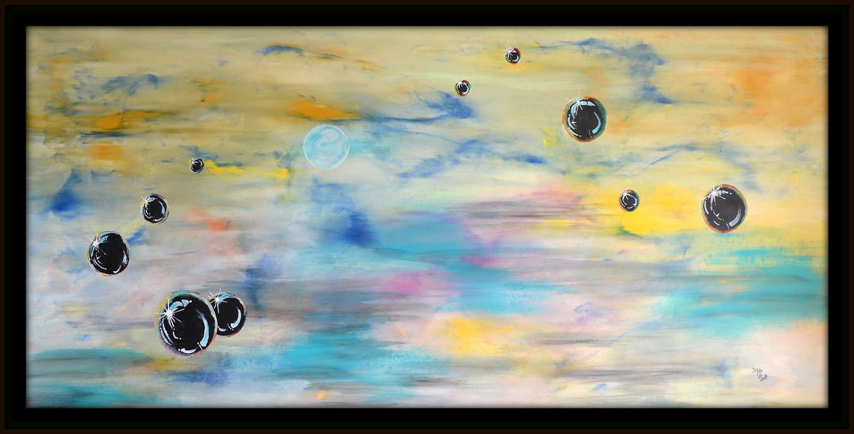 Abstract Acrylic Painting By Isabelle Vobmann, 79 X 39, To The Edge Of The Universe, Original Artwork