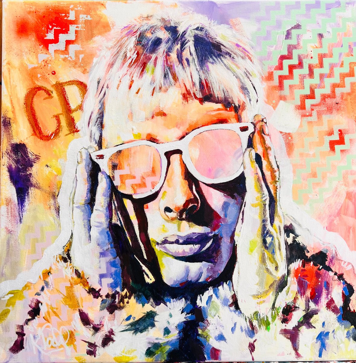 Expressive Portrait Acrylic Painting By Kirsten Todd, 16 X 16", Iconic - Thom Yorke, Original Artwork