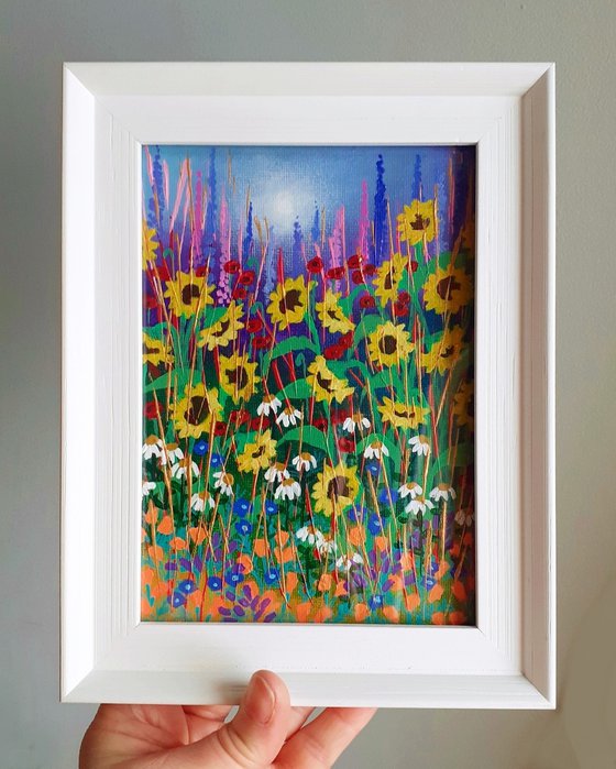 Framed Garden with Sunflowers