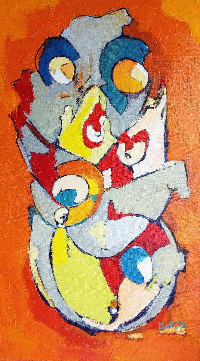 Abstract - Family(70x40cm, oil painting, ready to hang) by Artyom Basenci