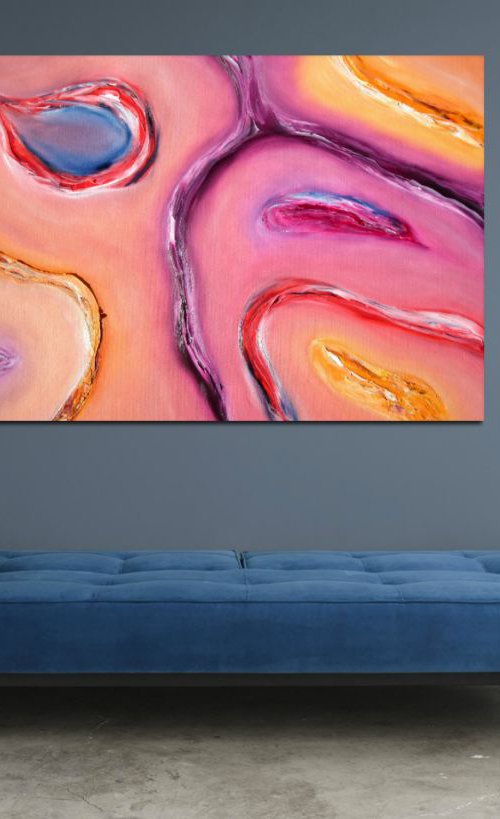 Osmosis, 100x70 cm, LARGE XL, original abstract painting, oil on canvas by Davide De Palma