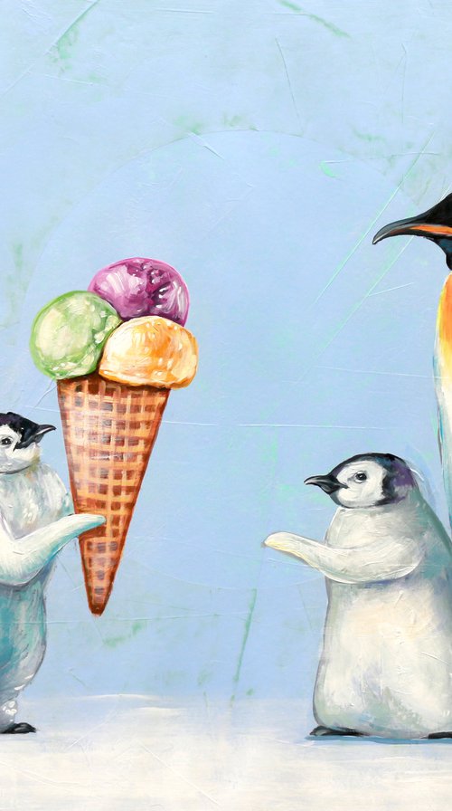 Christmas Gift, Penguins, Ice Cream by Trayko Popov