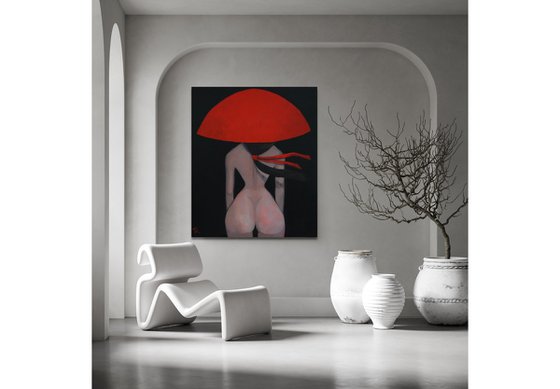 Lady in red hat