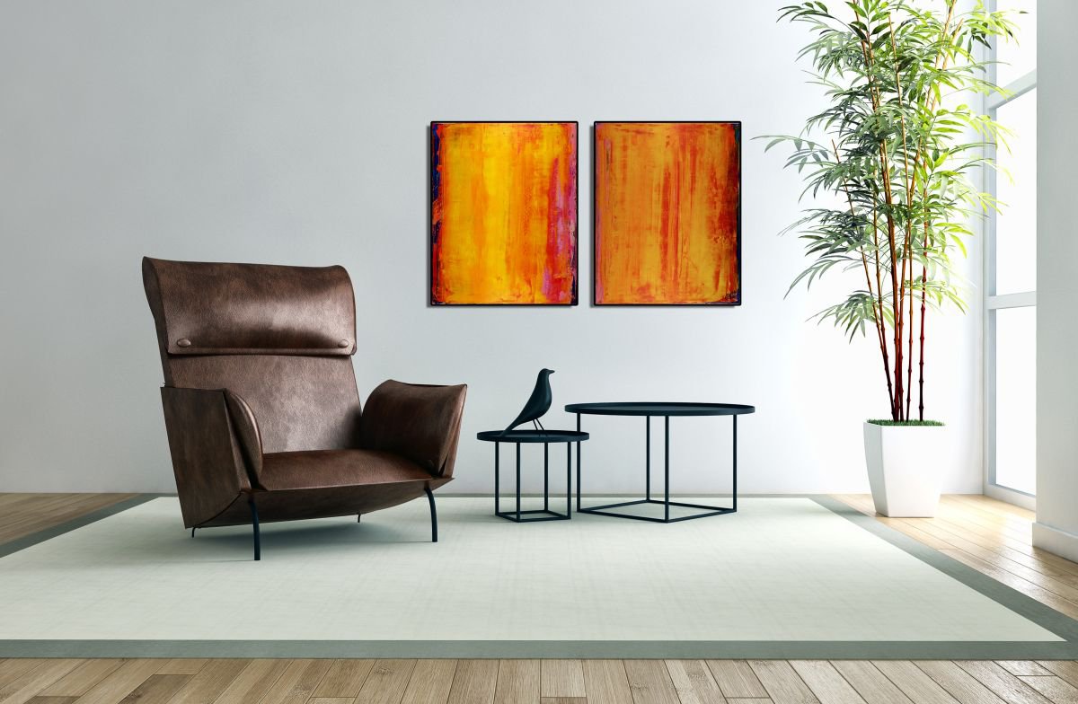 Blazing Terrain - Diptych By Nestor Toro, 32 X 20, Artwork For Sale On Artfinder