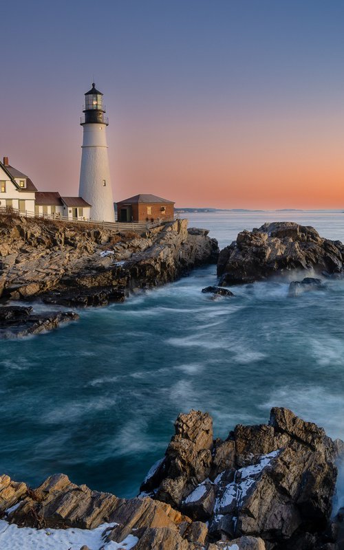 A New Dawn at Portland Head Light by Francois de Melogue