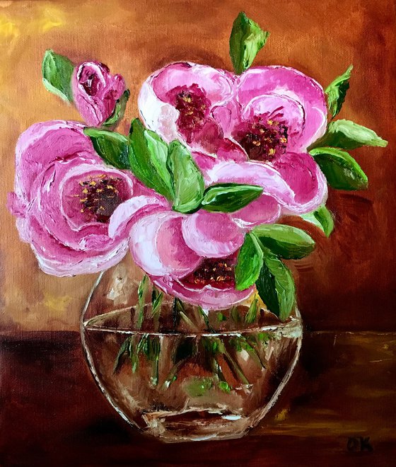 Bouquet of wild pink roses in a vase #3.