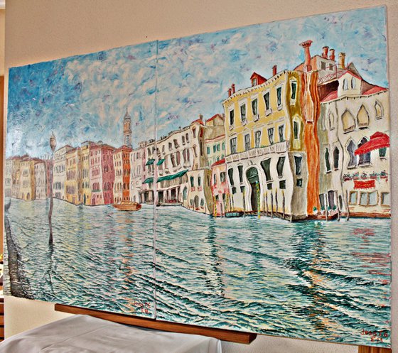 Grand Canal from Erberia field. Venice. Diptych. (Two paintings).Gran Canal desde campo Erberia. Venecia. Diptico.(Dos cuadros).