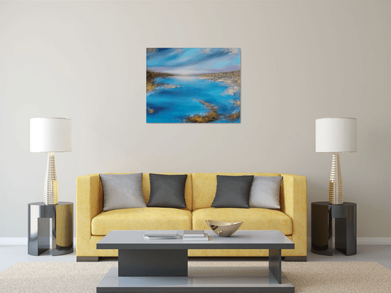 A XL large beautiful modern semi-abstract  seascape painting "Illusion"