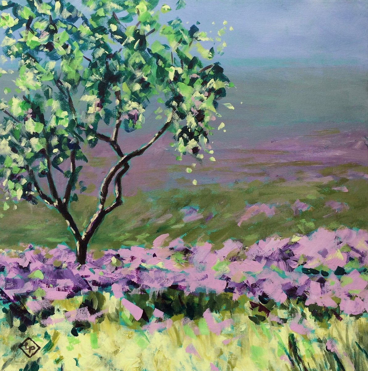 Standing Strong - Beeley Moor Derbyshire - Framed Tree painting by Lynn Presland