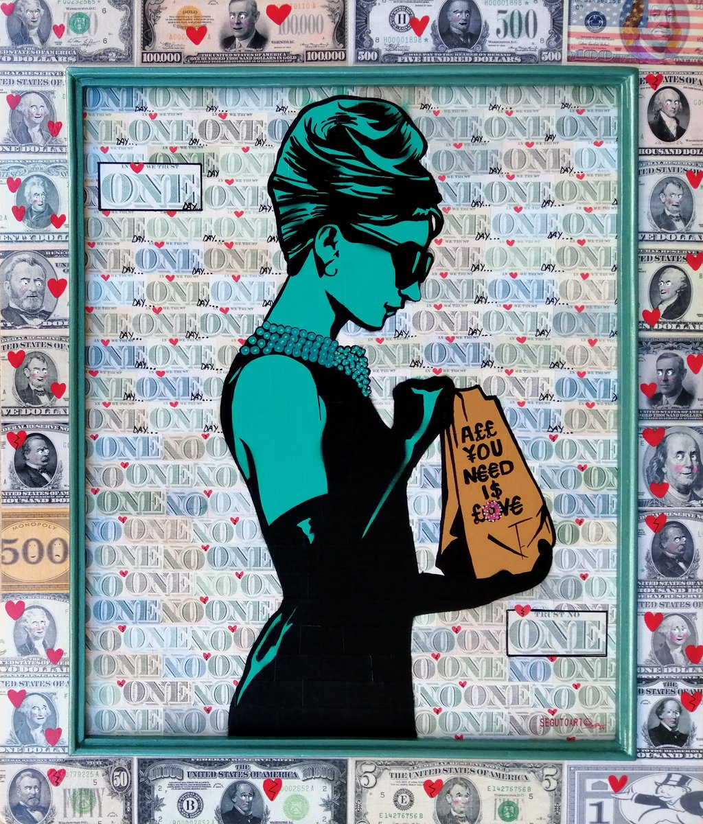 Urban And Pop Portrait Painting By Segutoart, 20 X 23", All You Need Is ..., Original Artwork