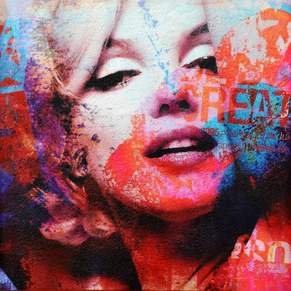 Urban And Pop Portrait Painting By Karin Vermeer, 31 X 31", Marilyn Monroe, Original Artwork