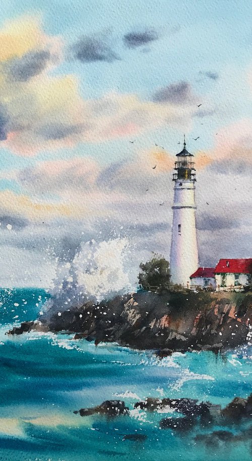 Before the storm  Lighthouse #3 by Eugenia Gorbacheva
