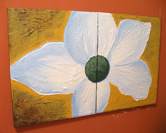 abstract Flower painting original hand painted abstract floral art canvas - 32 x 20 inches