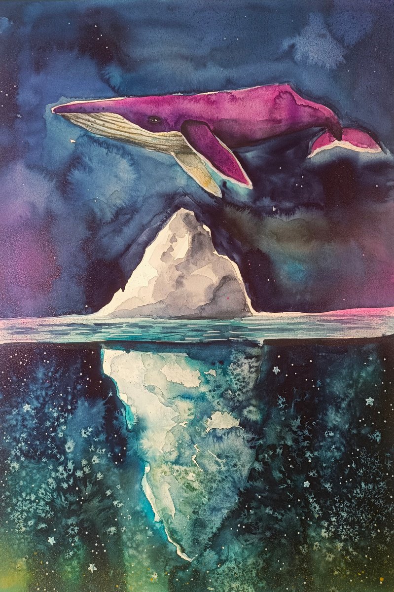 Surrealistic Animal Painting By Evgenia Smirnova, 15 X 22, Between Worlds, Original Artwork