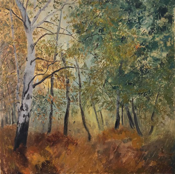 Autumn Trees Painting,Landscape Artwork,Autumn Forest