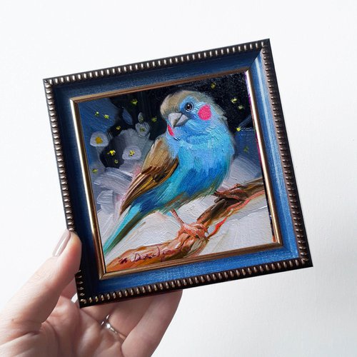 Cardon-bleu bird painting by Nataly Derevyanko