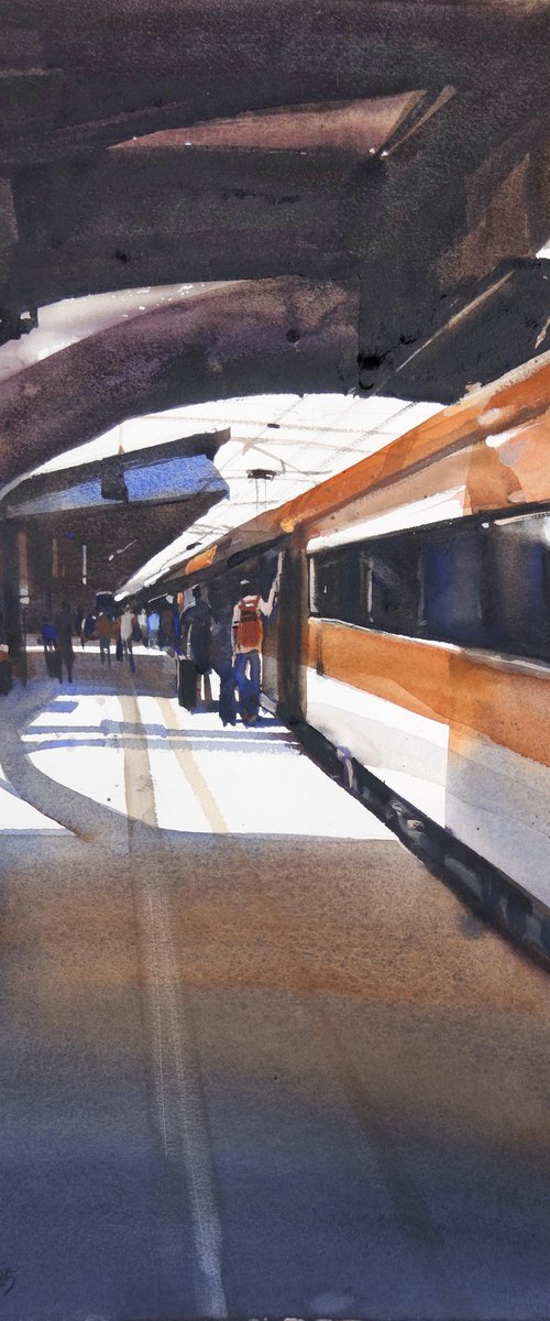 Light-in train in station by Prashant Prabhu