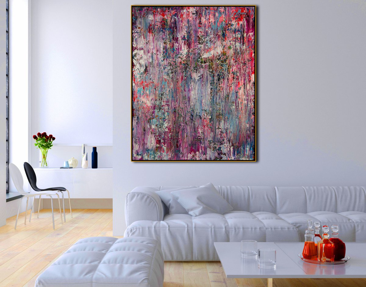 Abstract Acrylic Painting By Nestor Toro, 37 X 47", After A Winter Storm, Original Artwork