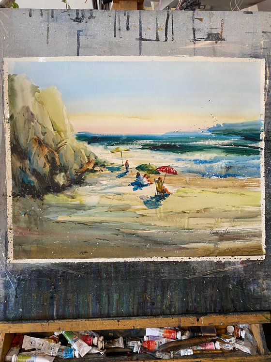 Sold Watercolor "Beach time” perfect gift