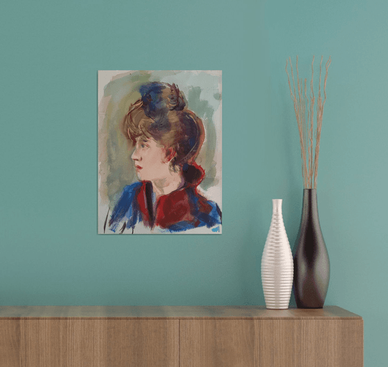 Watercolor portrait (after Santiago Rusigñol)