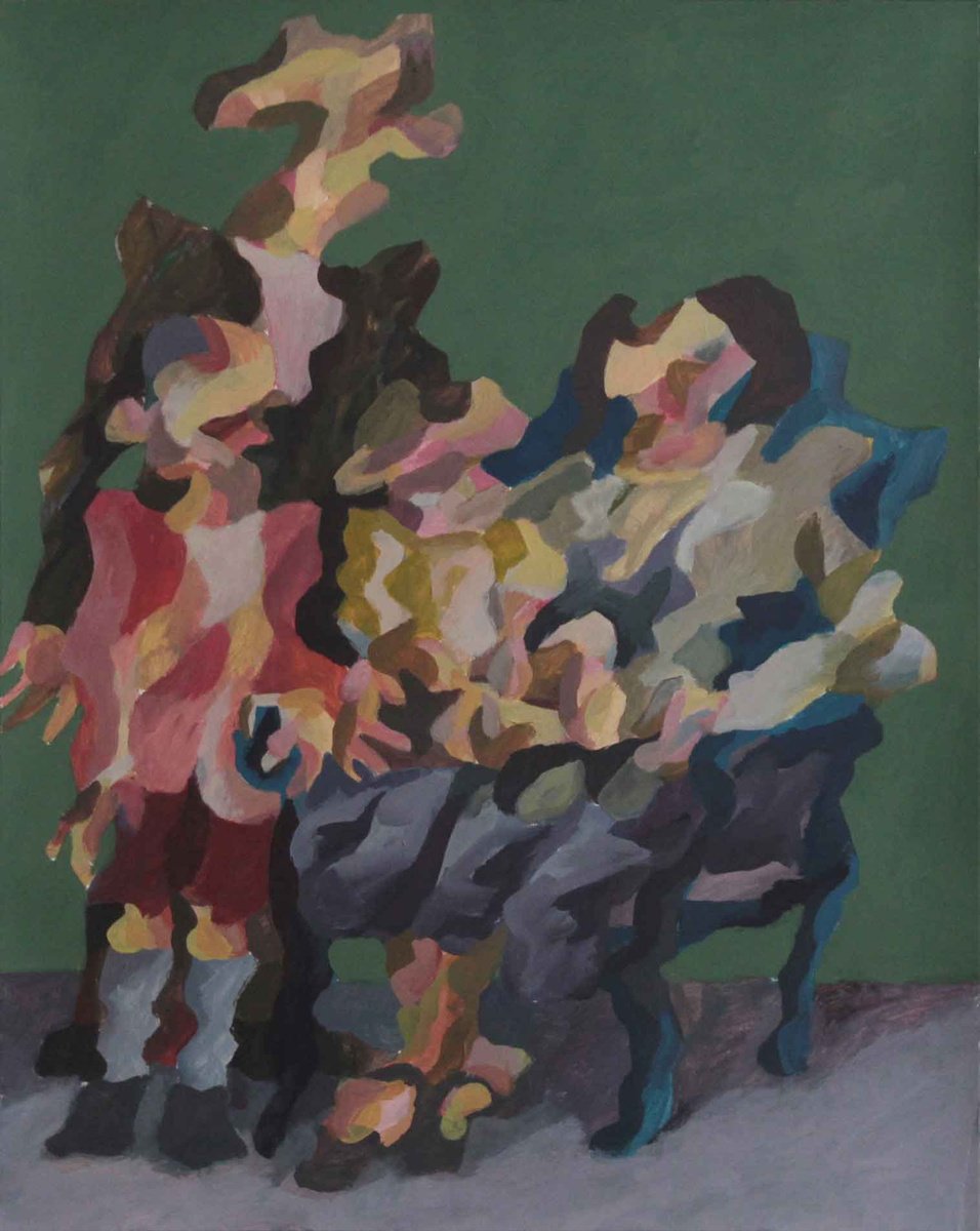 Expressive Portrait Acrylic Painting By Martin Singer, 16 X 20", Family Portrait #34, Original Artwork