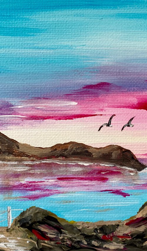 Red Sunrise over Lulworth Cove by Marja Brown