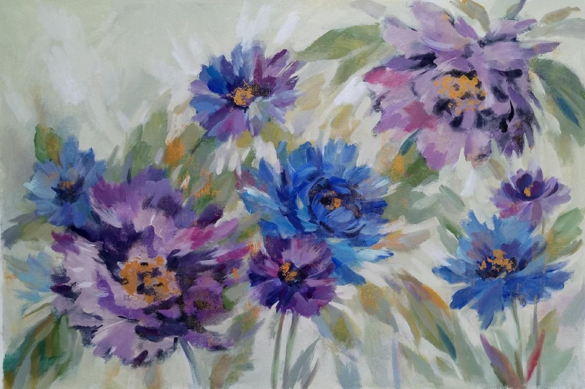 Bold Blue Lavender Flowers by Silvia  Vassileva