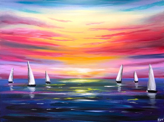 Sailboats In The Sunset