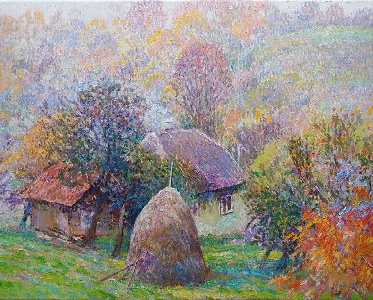 Impressionistic Landscape Oil Painting By Svitlana Koval, 20 X 16", Fog In The Mountains, Original Artwork