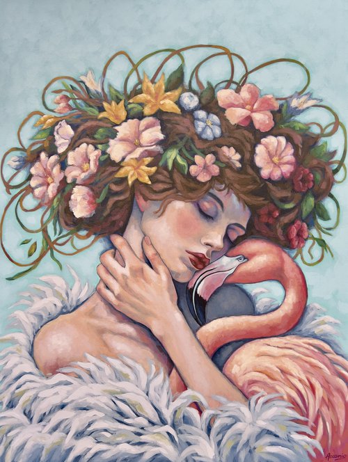 "BETWEEN PETALS AND FLAMINGO" by Lisbeth Ascanio