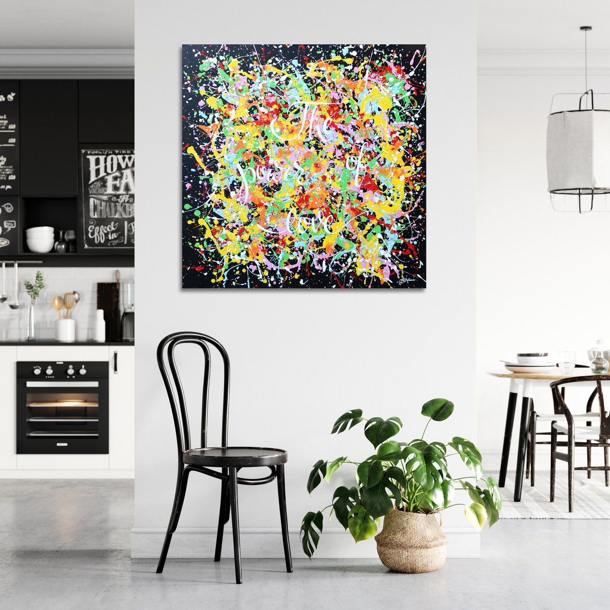 Typographic Abstract Acrylic Painting By Isabelle Pelletane, 24 X 24, The Power Of Love, Original Artwork