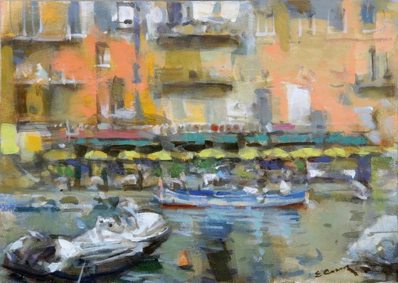 "Landscape with boats"