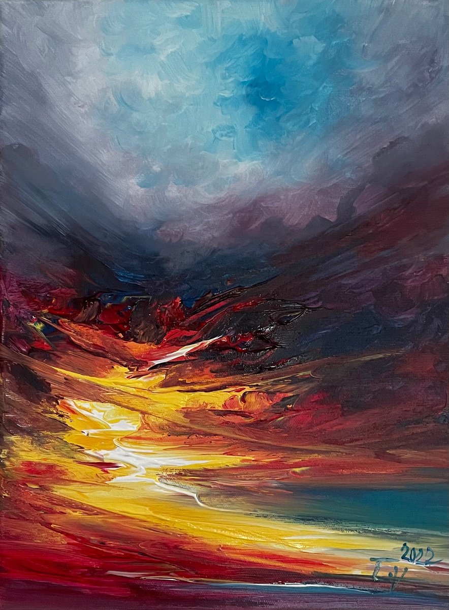 Impressionistic Landscape Acrylic Painting By Timea Valsami, 12 X 16", Lost Dimensions, Original Artwork