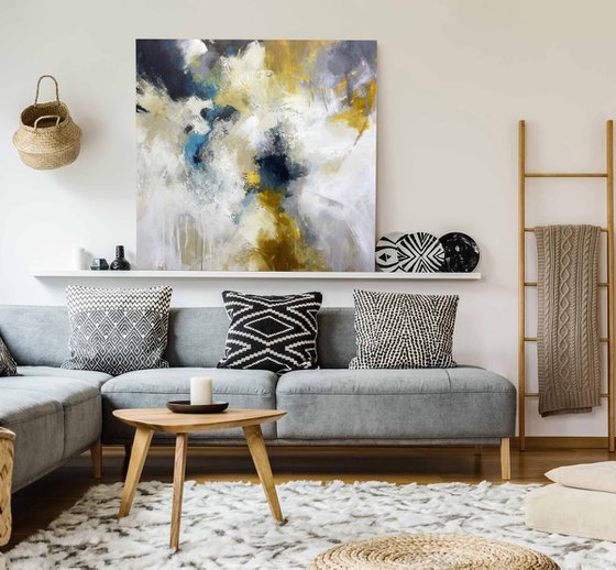 "Flight of fancy" Gray rust abstract art