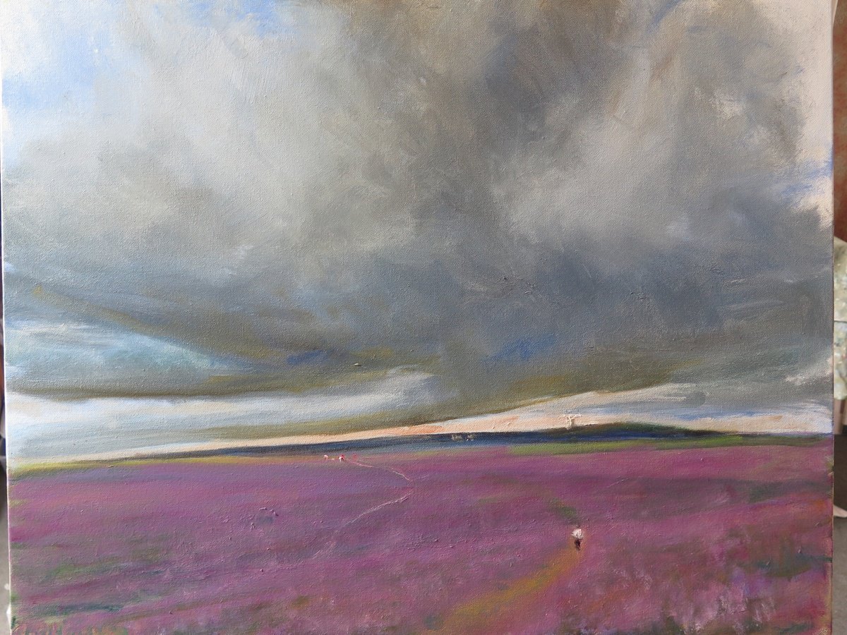 Impressionistic Landscape Oil Painting By Malcolm Ludvigsen, 30 X 24", Goathland Heather, Original Artwork