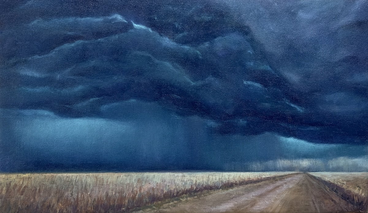 Photorealistic Landscape Oil Painting By Nataliia Zaharuk, 18 X 11", Storm