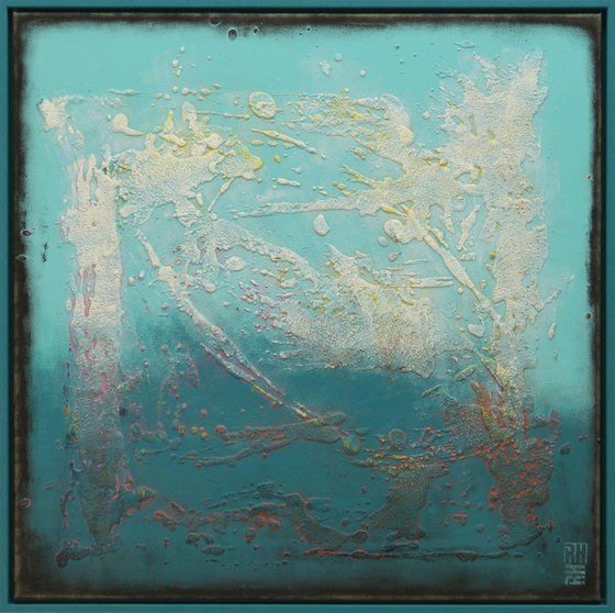 Blue Lagoon Small - Incl. blue frame - 75x75 cm - Ronald Hunter - 52J