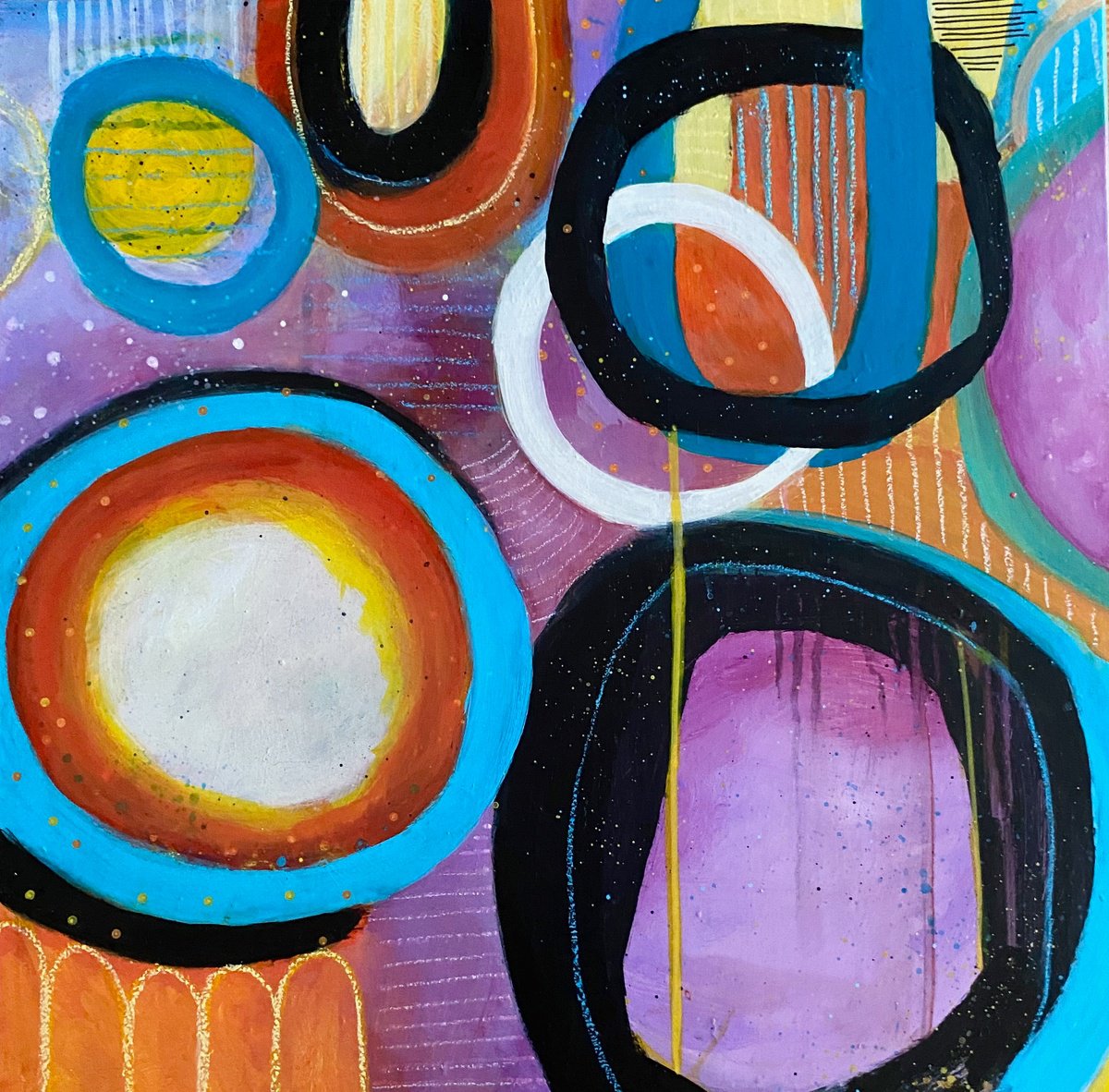 Abstract Painting By Kate Marion Lapierre, 20 X 20", Dancing In The Streets, Original Artwork