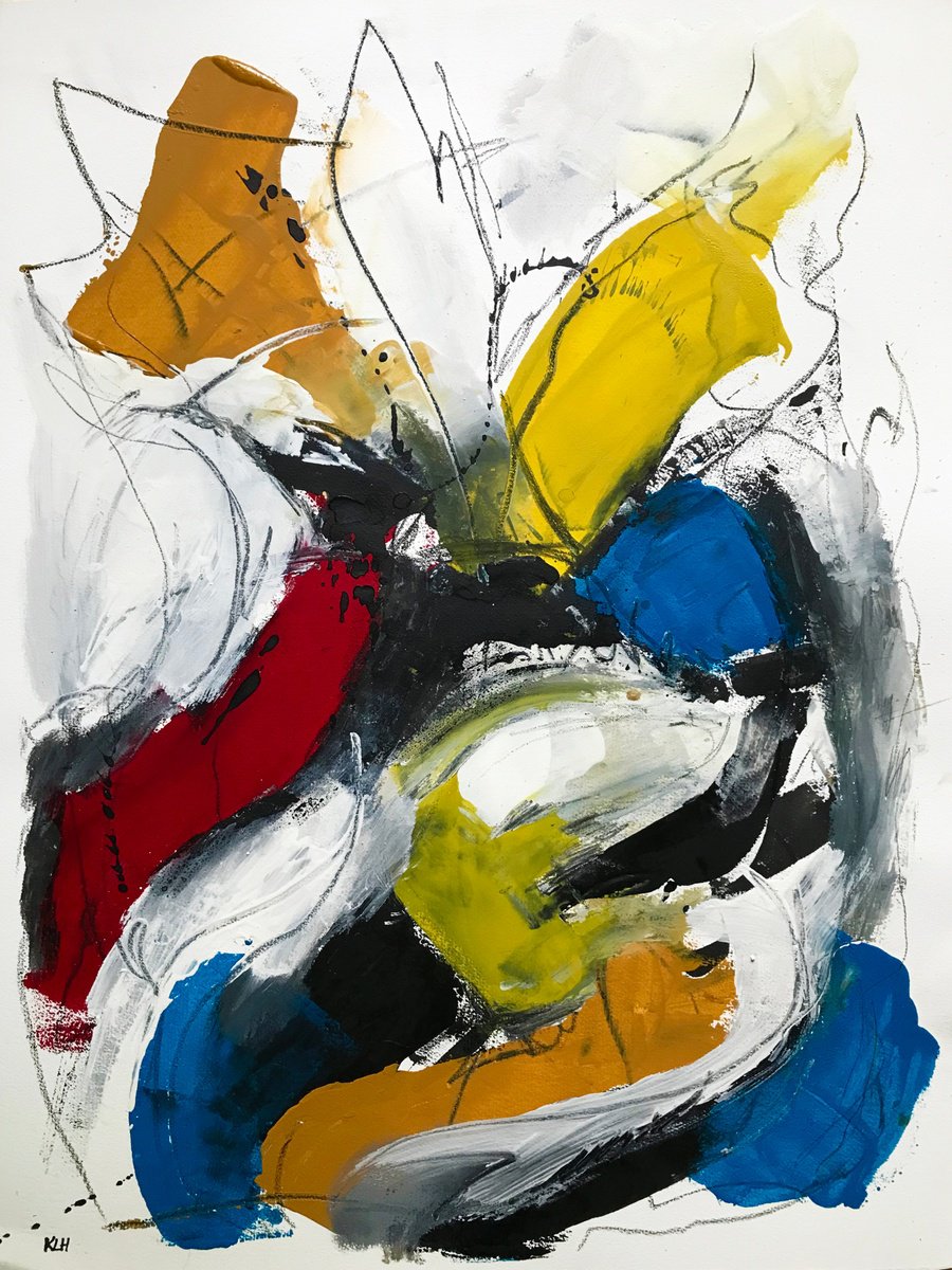 Organic Abstract Oil Painting By Kris Haas, 22 X 30", Playful Reality # 49, Original Artwork