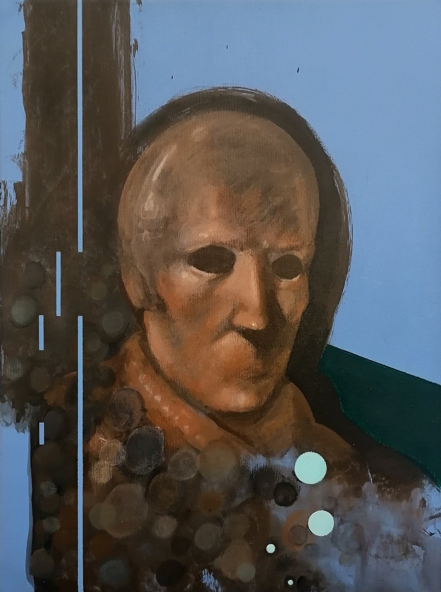 Expressive Portrait Painting By Alex Munzone, 12 X 16, Sequences 58, Original Artwork